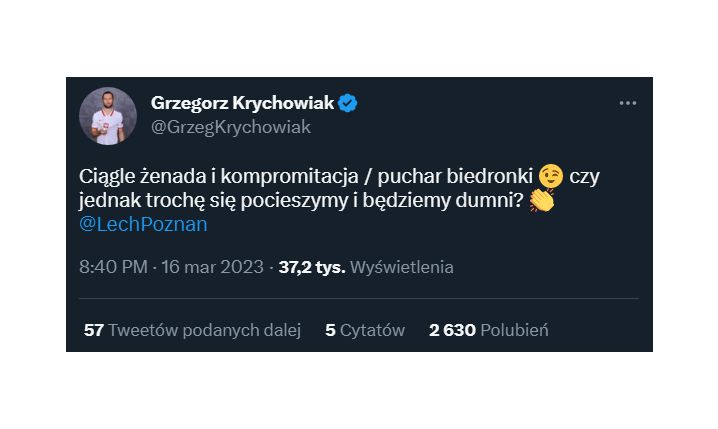 TWEET Krychowiaka po awansie Lecha w LKE! :D