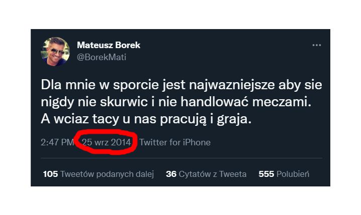 ODKOPANY Tweet Mateusza Borka z 2014 roku... :D