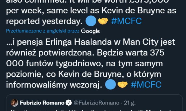 POTWIERDZONE! Tyle ma zarabiać Haaland w Man City!