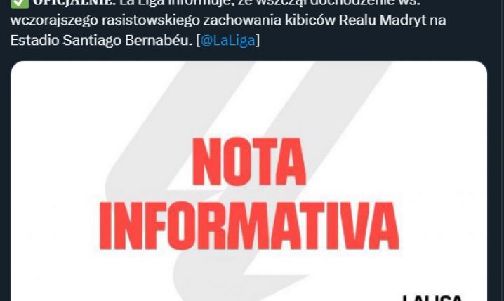 LaLiga wszczęła DOCHODZENIE ws. rasistowskiego zachowania kibiców Realu Madryt