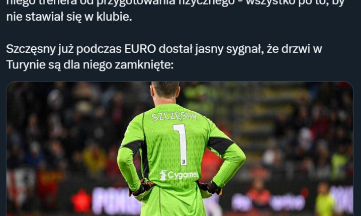 Tak Juventus potraktował Wojtka Szczęsnego...