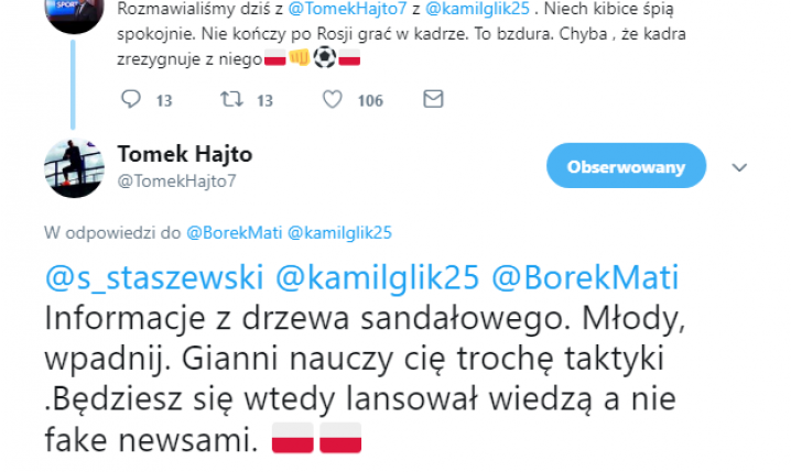Borek i Hajto wyjaśniają info o rezygnacji Glika z kadry