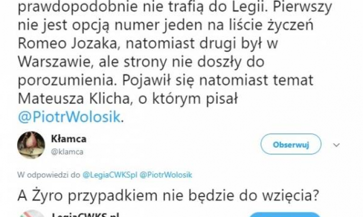 Były reprezentant Polski na celowniku Legii