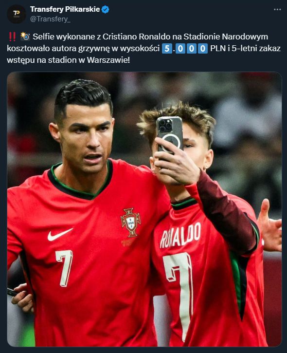 TAKĄ KARĘ dostał kibic za zrobienie selfie z Cristiano Ronaldo!