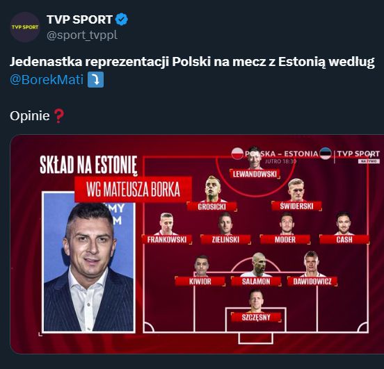 Skład Polski na mecz z Estonią według Mateusza Borka... :D