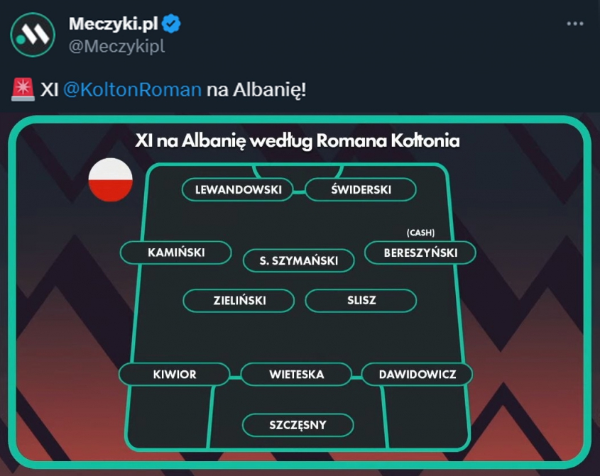 XI POLSKI Romana Kołtonia na mecz z Albanią!