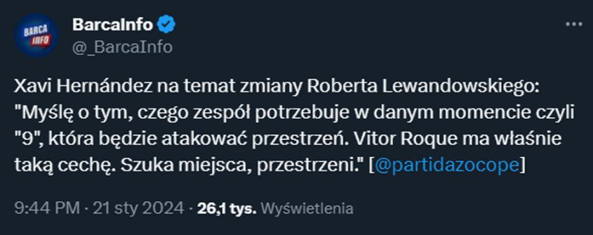 Zastanawiające słowa Xaviego nt. zmiany Lewandowskiego...