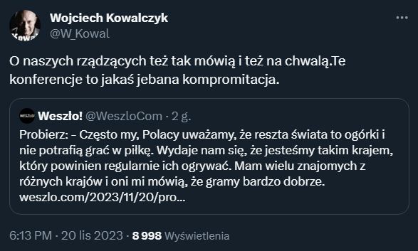 OSTRA reakcja ''Kowala'' na słowa Probierza na konferencji!