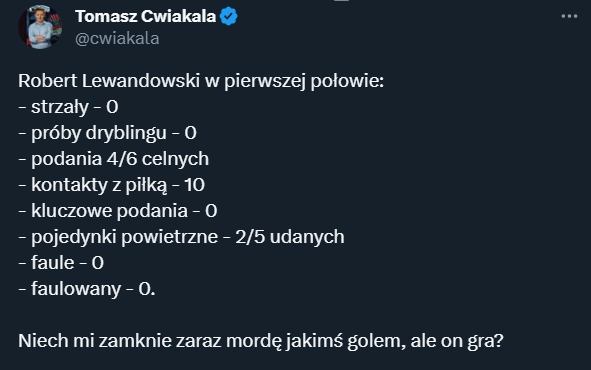 TRAGICZNE statystyki Lewandowskiego w 1 połowie...