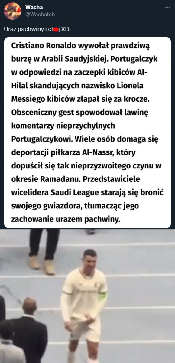 TAK TŁUMACZY się klub z zachowania Ronaldo... xD