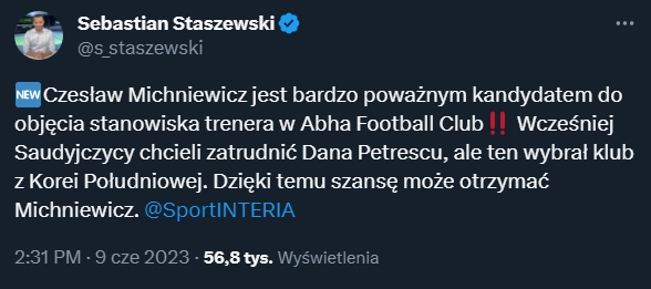 TAM TERAZ MOŻE TRENOWAĆ MICHNIEWICZ!