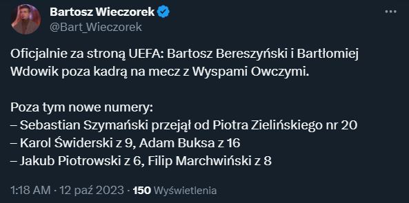 DWÓCH zawodników poza kadrą meczową na mecz z Wyspami Owczymi!