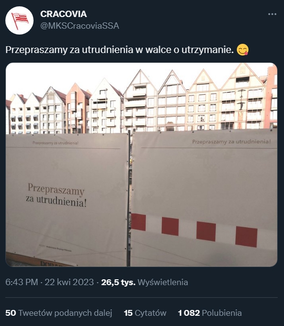 TWEET Cracovii po meczu z Lechią Gdańsk... :D