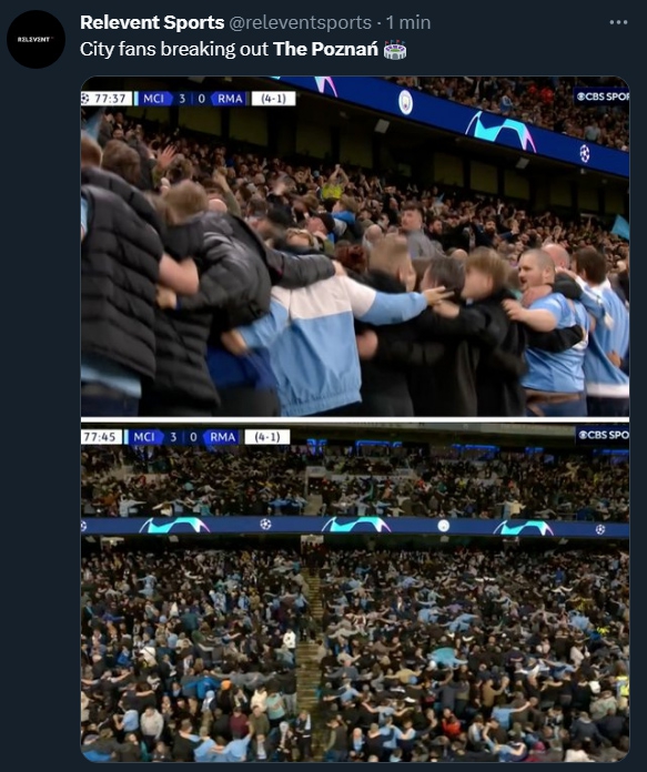 POLSKI AKCENT na stadionie Manchesteru City po golu na 3-0 z Realem!