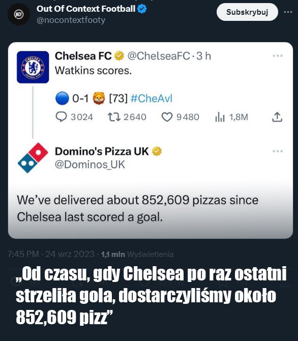 ODPOWIEDŹ pizzerii pod wpisem Chelsea... xD