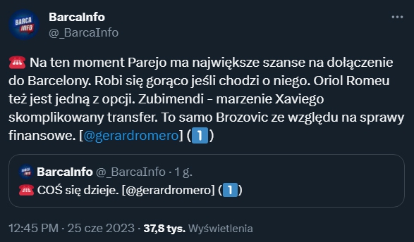 Zaskakujące informacje Romero! TEN PIŁKARZ jest blisko dołączenia do Barcelony!