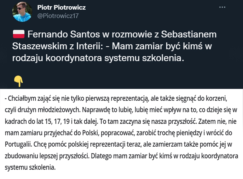 Fernando Santos o swojej ROLI w polskiej piłce!