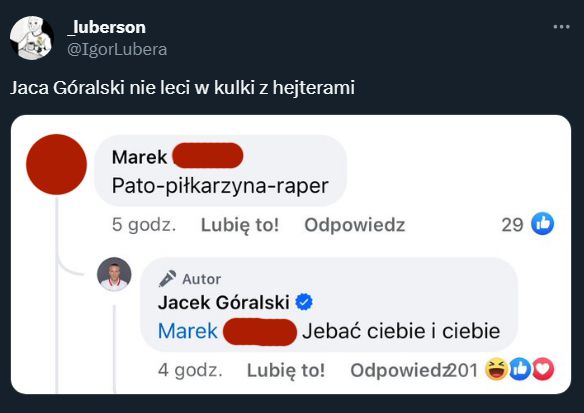 ODPOWIEDŹ Jacka Góralskiego na komentarz... xD