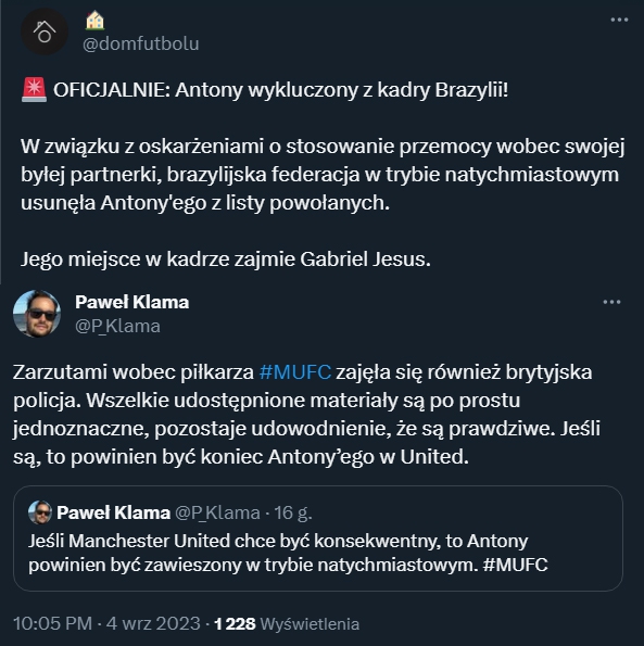 Antony wykluczony z kadry Brazylii! POWAŻNE ZARZUTY!