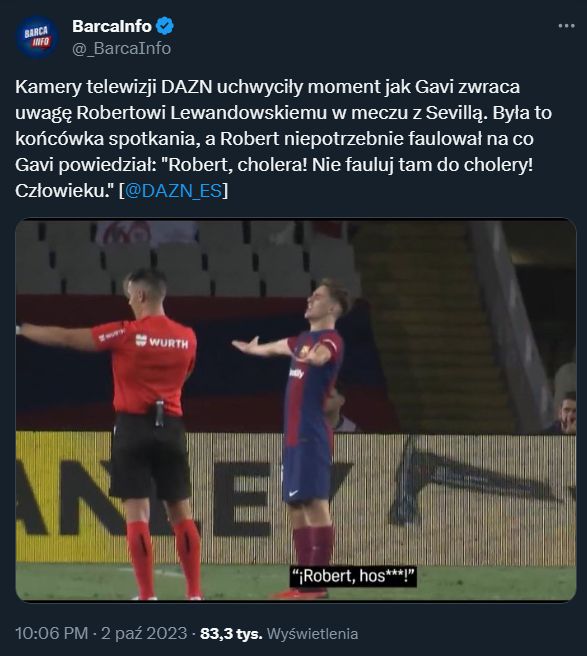 Kamery uchwyciły SŁOWA Gaviego do Lewandowskiego...