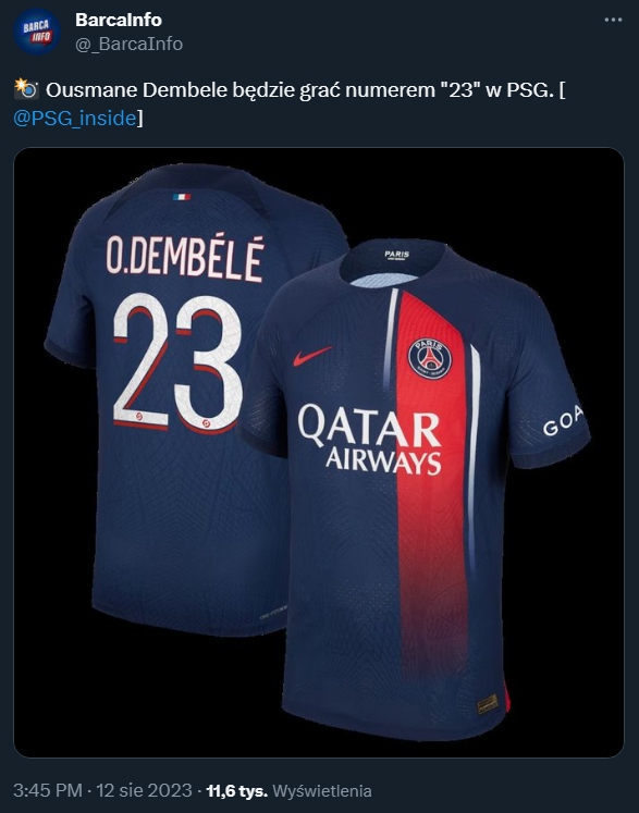 Nowy NUMER Ousmane Dembele w PSG!