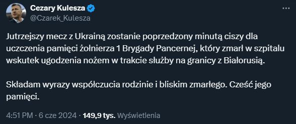 Minuta ciszy przed meczem Polski z Ukrainą