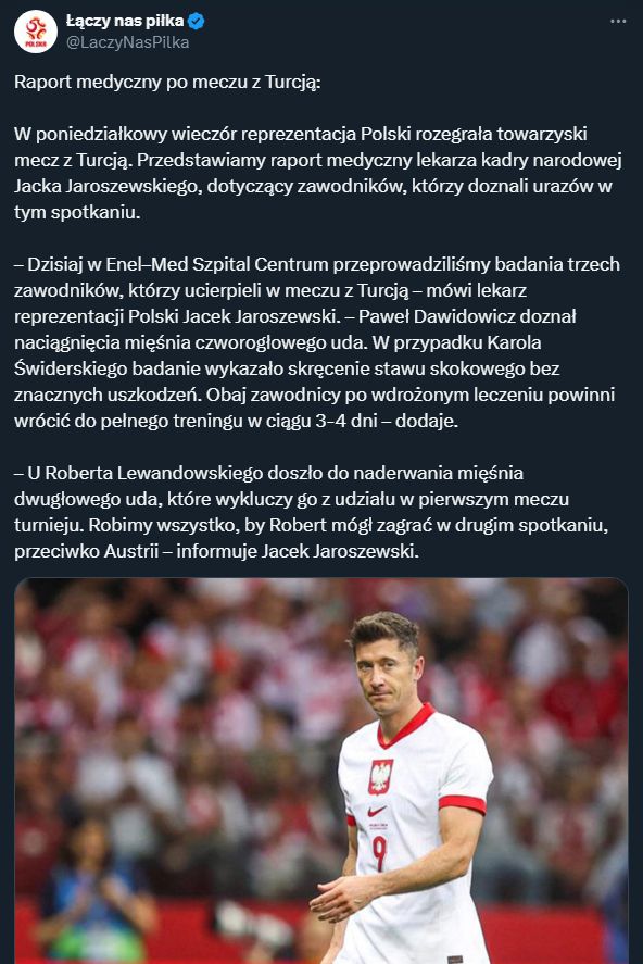 Robert Lewandowski nie zagra w meczu z Holandią!