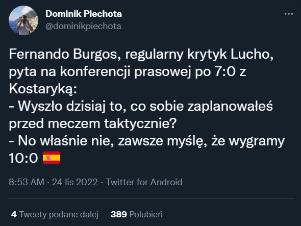 PYTANIE do Luisa Enrique po wygranej 7-0 z Kostaryką... :D