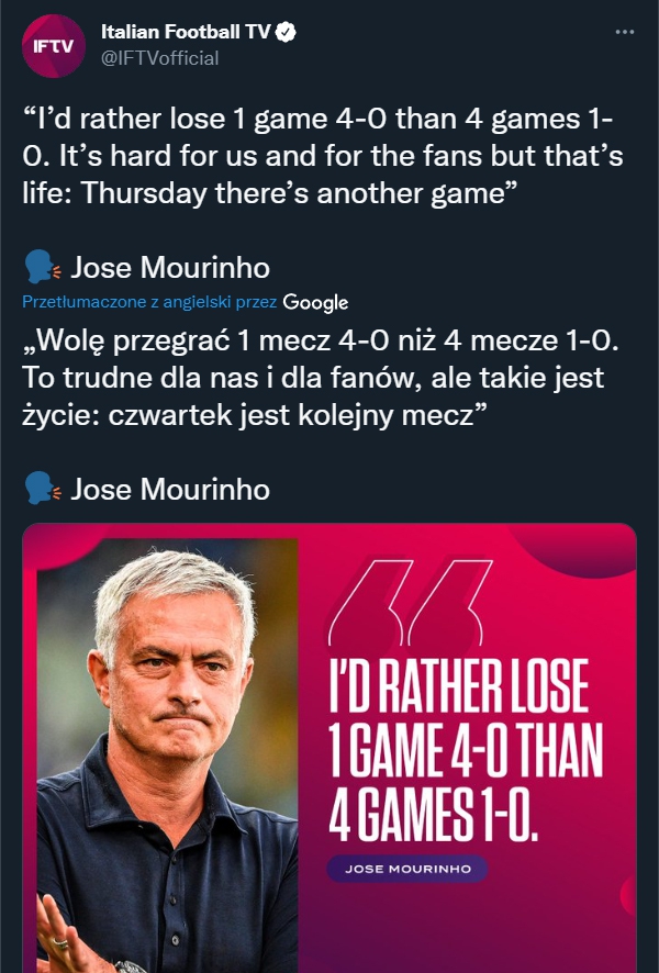 SŁOWA Jose Mourinho po porażce 0-4 z Udinese!