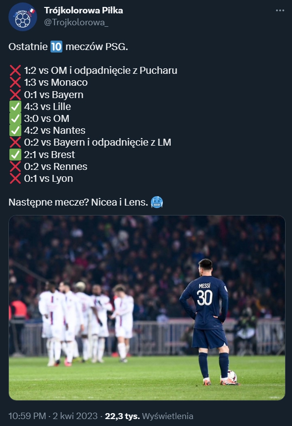 WYNIKI ostatnich 10 meczów PSG...