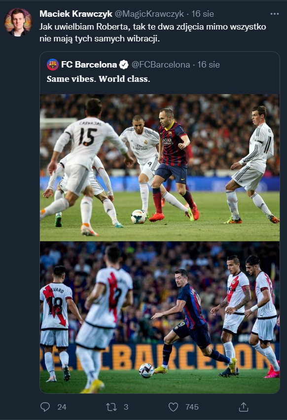 Oficjalny profil Barcelony porównał zdjęcie Lewego do...