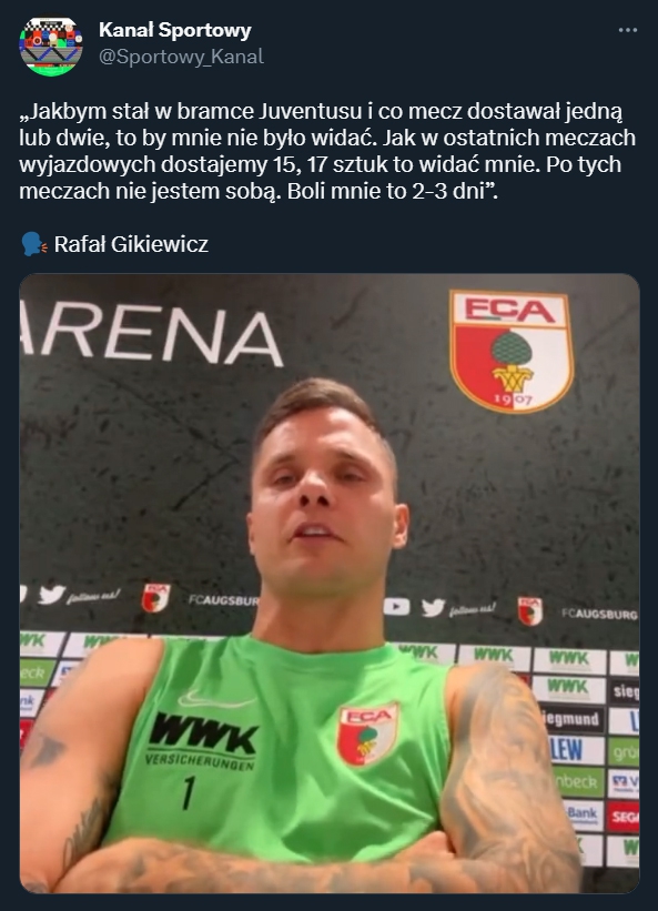 SŁOWA Rafała Gikiewicza nt. wpuszczonych bramek...