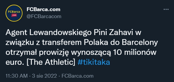 PROWIZJA dla Piniego Zahaviego za transfer Lewego!