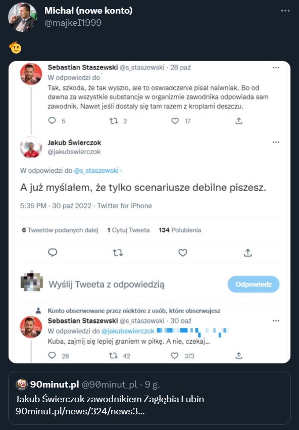 Pamiętny TWEET dziennikarza do Jakuba Świerczoka... :D