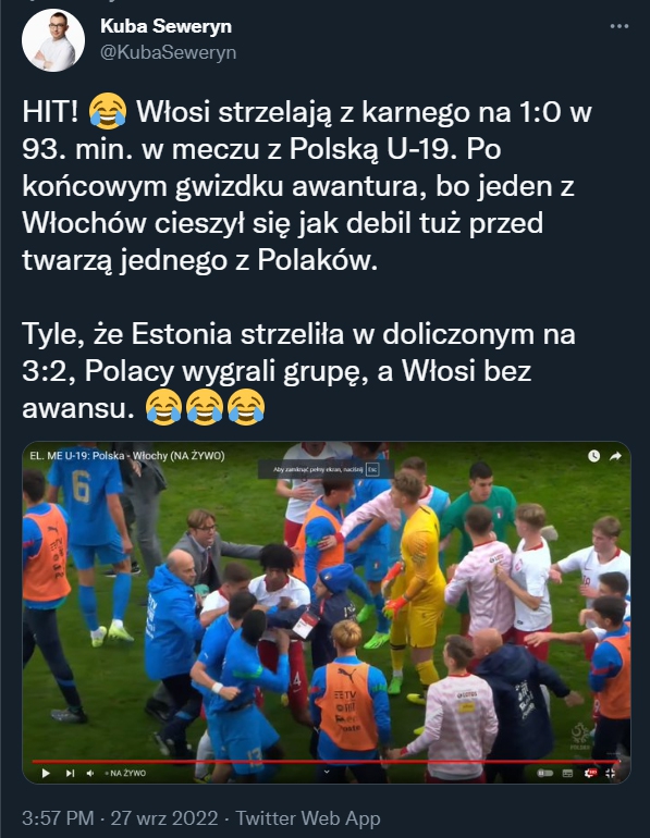 SYTUACJA w końcówce meczu U19 Włochy - Polska... xD