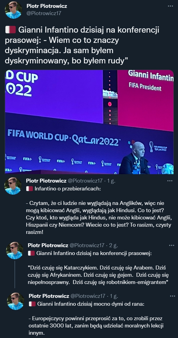 ABSURDALNE słowa Prezydenta FIFA!