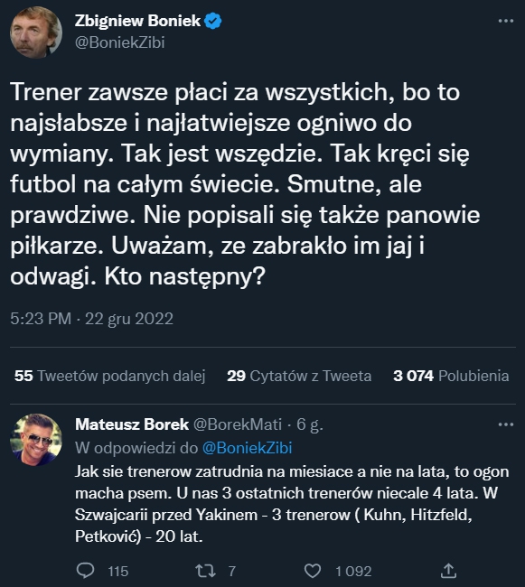 TWEET Zbigniewa Bońka nt. zwolnienia Michniewicza!