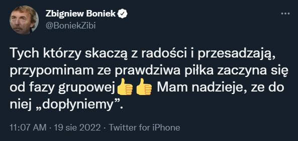 TWEET Zbigniewa Bońka po zwycięstwach Rakowa i Lecha...