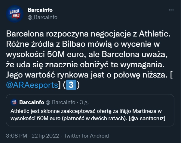 TYLE Athletic Bilbao chce za Inigo Martíneza!