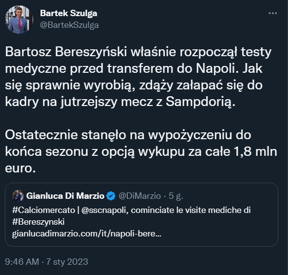 KWOTA WYKUPU Bartosza Bereszyńskiego!