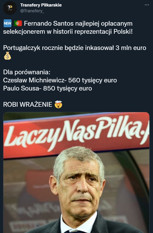 ZAROBKI Fernando Santosa w reprezentacji Polski!