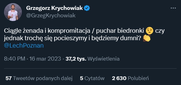 TWEET Krychowiaka po awansie Lecha w LKE! :D