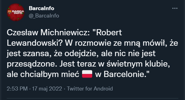 Czesław Michniewicz o transferze Lewego do Barcy...