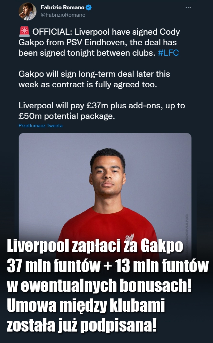 TYLE Liverpool zapłaci PSV za Gakpo!