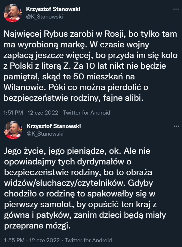 MOCNE TWEETY Stanowskiego nt. tłumaczeń transferu Rybusa!