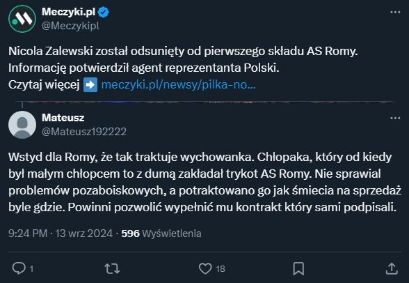 Tak AS Roma potraktowała Zalewskiego...