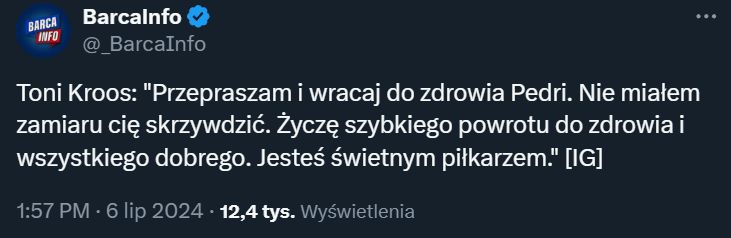 WIADOMOŚĆ Toniego Kroosa po faulu na Pedrim! KLASA!