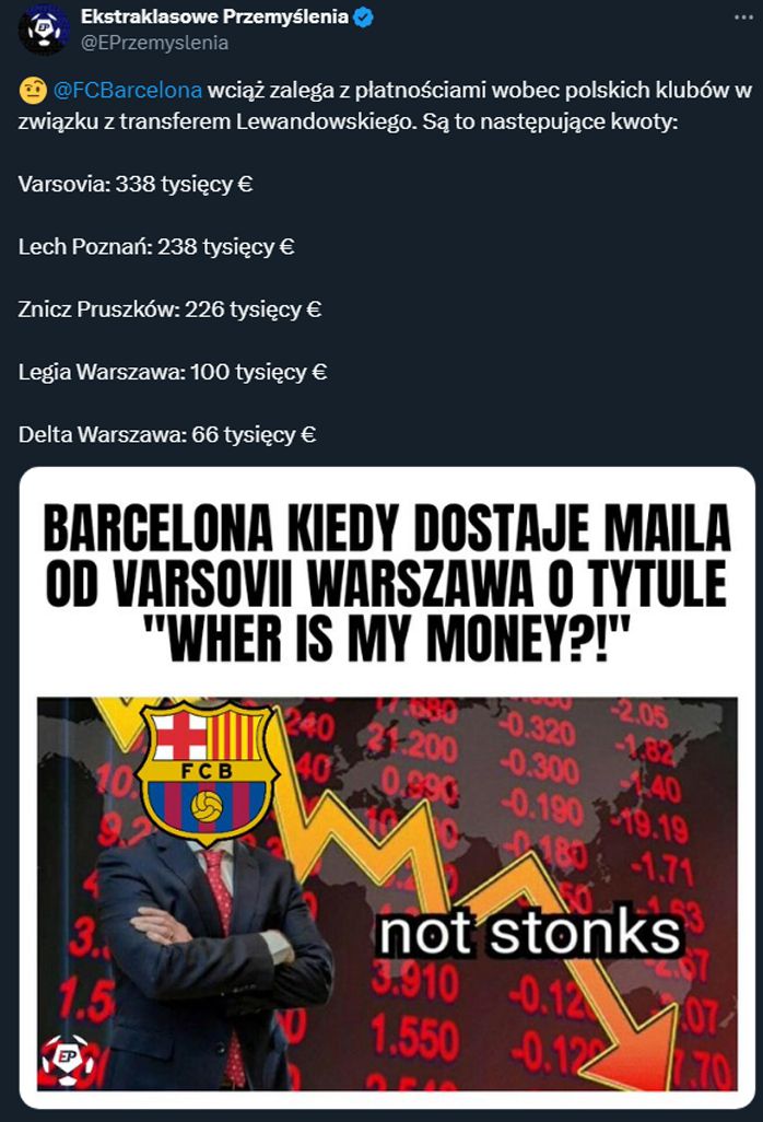 TYM POLSKIM KLUBOM FC Barcelona zalega pieniądze!