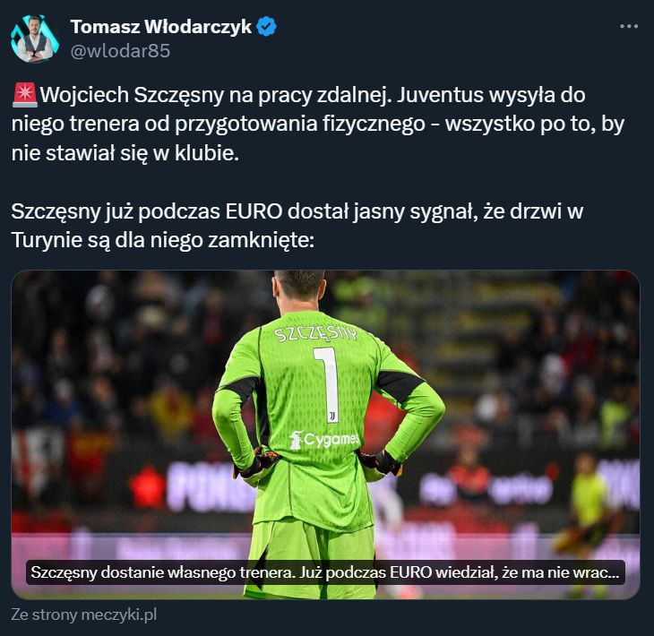 Tak Juventus potraktował Wojtka Szczęsnego...