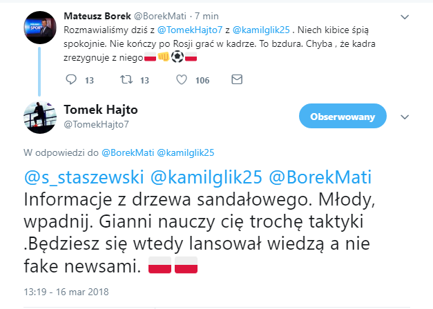 Borek i Hajto wyjaśniają info o rezygnacji Glika z kadry